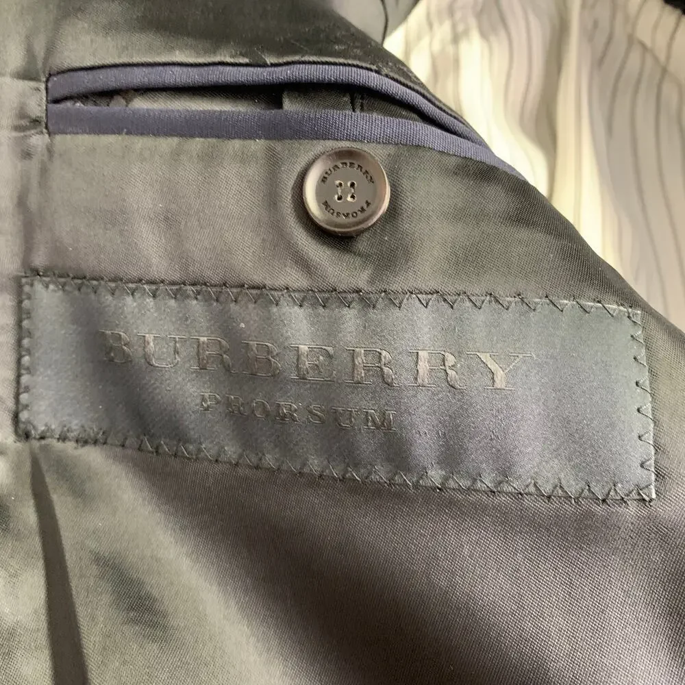 BURBERRY PRORSUM Size 40 Navy Blue Virgin Wool Tuxedo Sport Coat